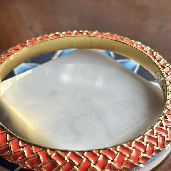 Lilly Pulitzer Basket Case Weave Orange Enamel Gold Tone Bangle Bracelet #629 - Picture 9 of 11